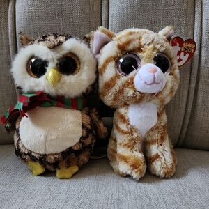 2 Beanie Boos!  Wise the Owl & Tabotha the Kitty